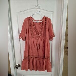 Knox Rose Women’s Dusty Rose Boho Dress Sz L. Jan-1
